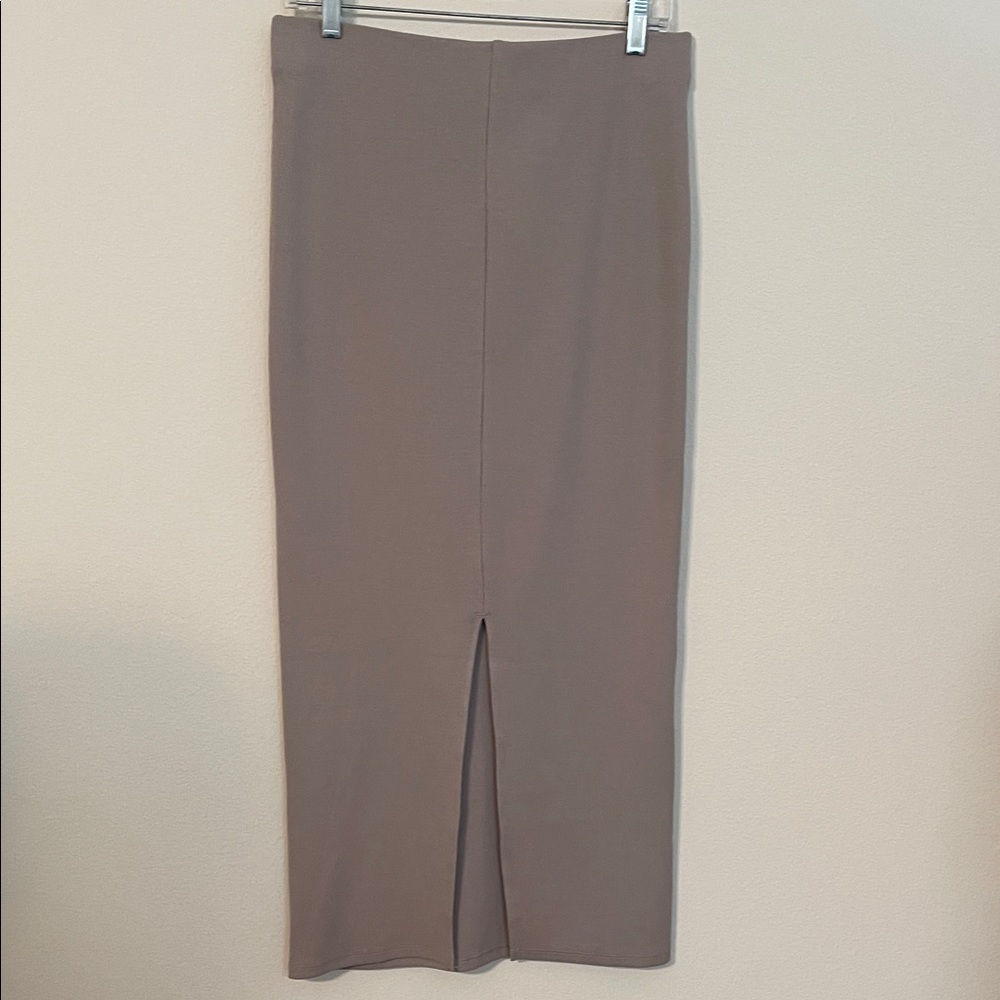 NWT H&M Cotton Ribbed Taupe Maxi Pencil Skirt - Picture 6 of 15